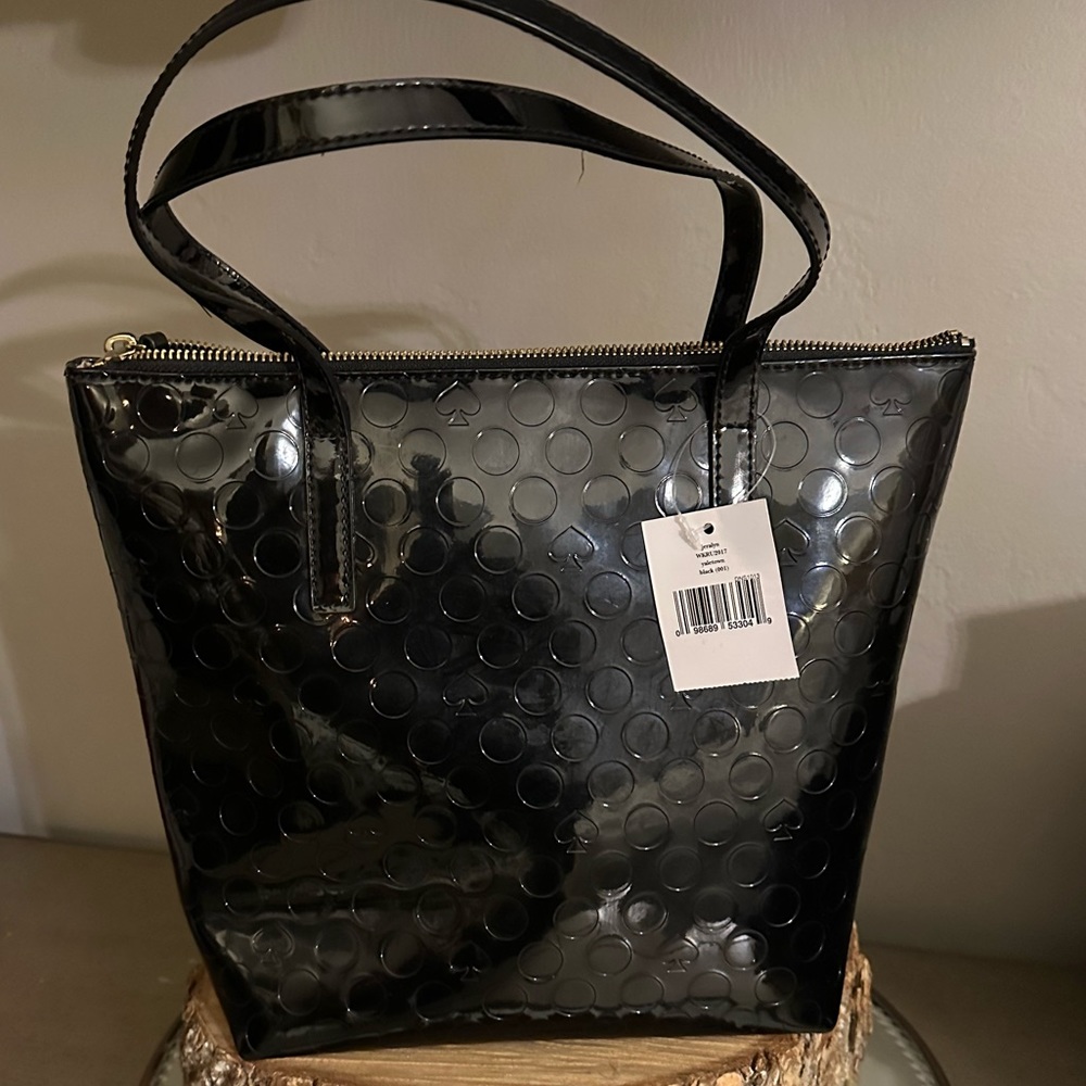 KATE SPADE New York Black Patent Leather Zippered tote bag